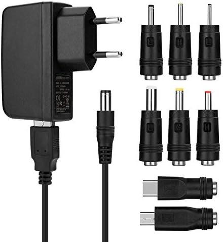 Aukru 8in1 USB-Ladegerät 5 V2A universeller Ladekabel Netzteil mit 8 Steckern für Verschiedene Geräte Schwarz