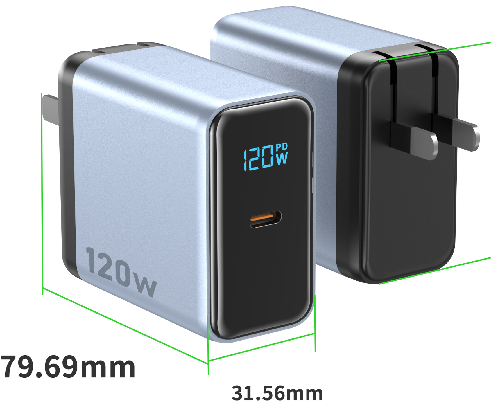 120W Digital Display Edition (Foldable US Plug)