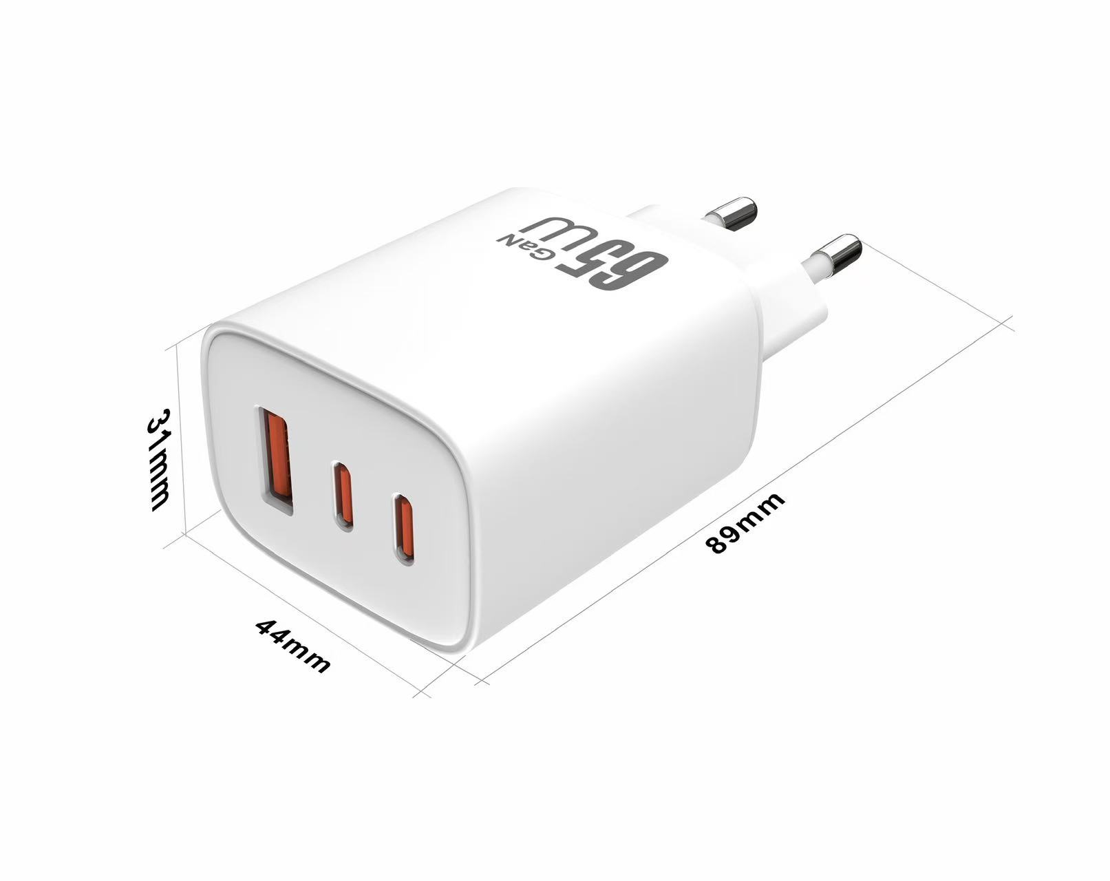 Aukru G63 Series 65W GaN Multi-Port Charger (EU / US) - 65W 2C1A (EU Plug) - Aukru Wholesale Power Supply