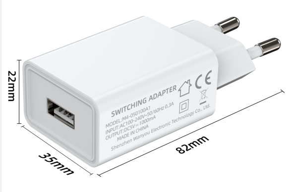Aukru M4 Series Universal USB Adapter (EU / US / AU) - M4-0510 EU 5V 1A (White & Black) - M4-0510 EU Abmessungen & Spezifikation