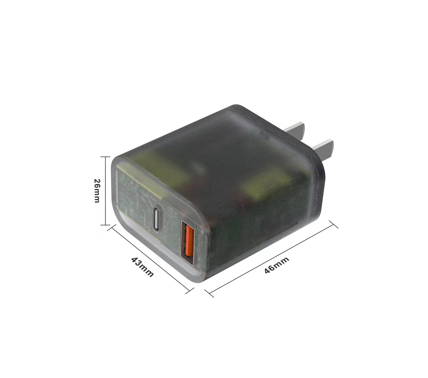 Aukru S6 Multi-Standard Power Adapter (EU / US / UK / IN) - S6 EU Eco-Friendly Wheat Straw USB - Translucent Shell Edition (A+C)